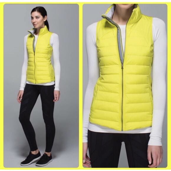 LULULEMON Fluffed Up Split Pea Green vest 800 Fill Goose Down Size 6 - Picture 1 of 8